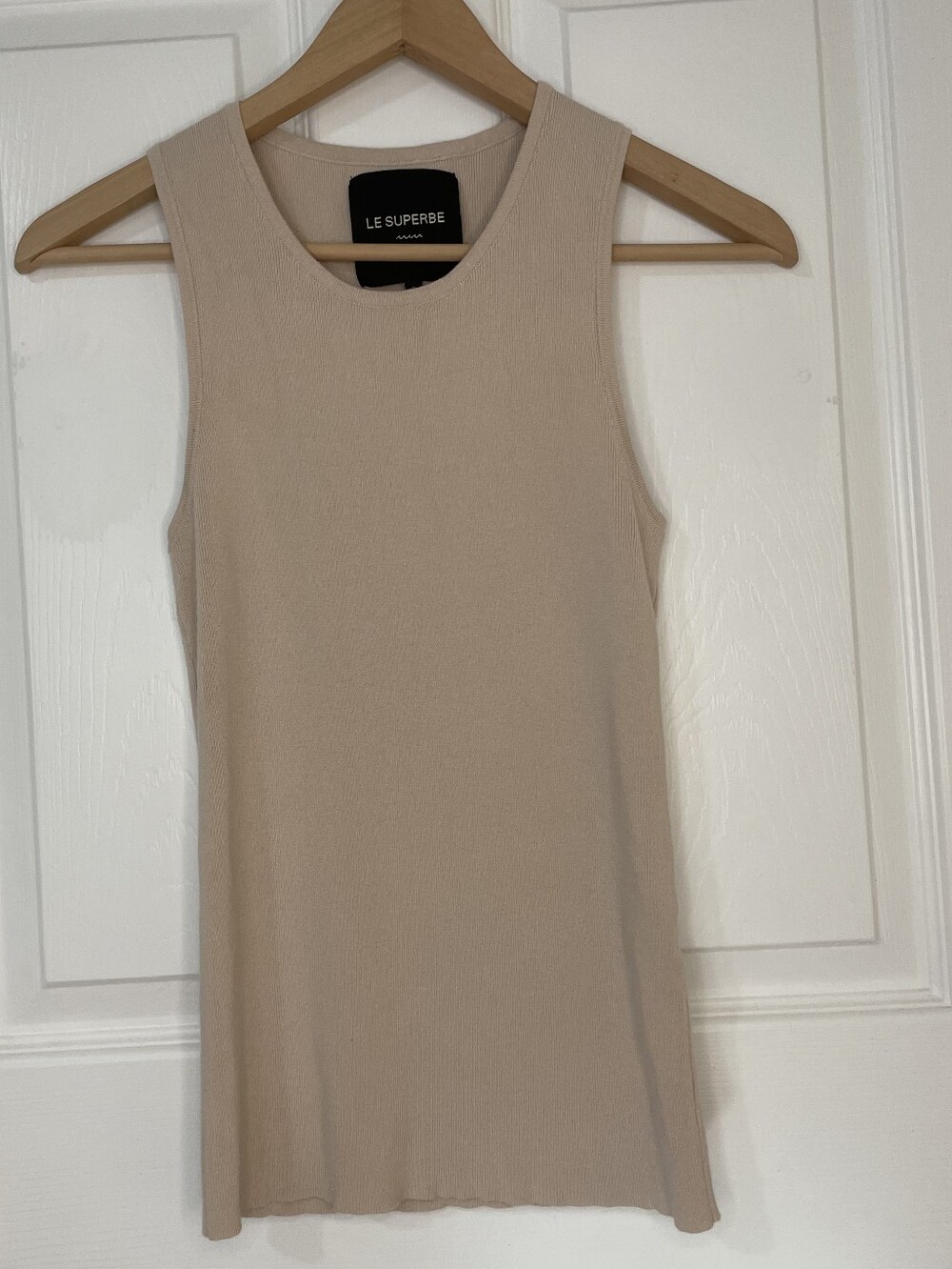 Le Superbe Almond Ribbed Tank Top Size L